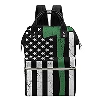 Irish Firefighter Fireman American Flag Waterproof Mommy Bag Diaper Bag Backpack Multifunction Large Capacity Travel Bag