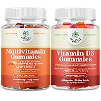 Natures Craft Bundle of Multivitamin Gummies for Women & Men and Vitamin D3 Immune Support Gummies - with Perfect Blend of Vitamin A C D E B 12 & Zinc Biotin - for Bone Strength Heart Health