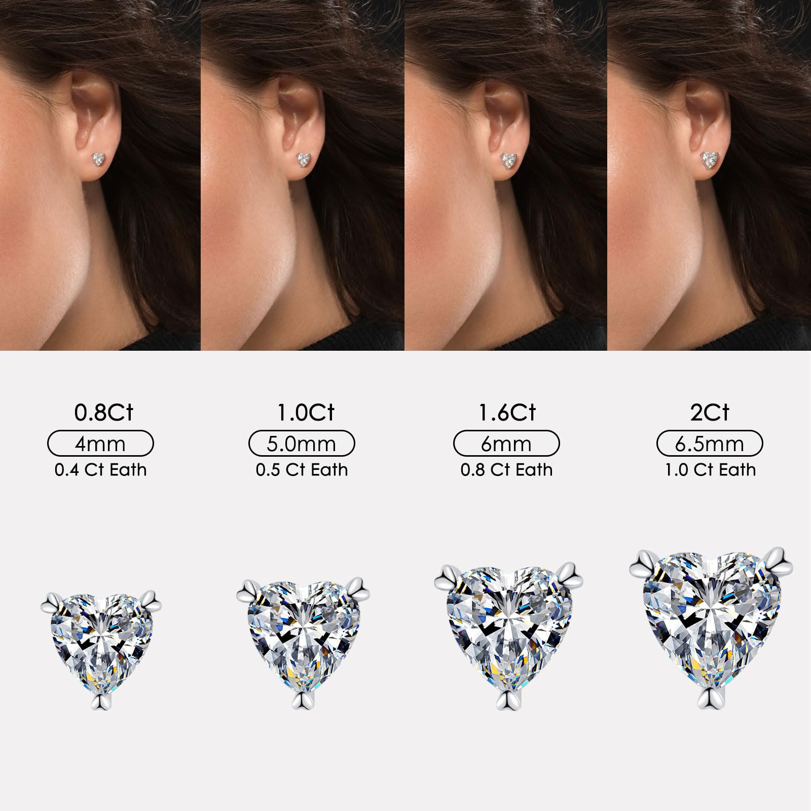 Diamond Stud Earrings for Women Men Gifts for Wife Soulmate Mom Girlfriend Moissanite Stud Earrings 1.0Ct-2Ct with Screw Ear Backs, Annivers ary Jewelry Present for Wife, Birthday Valentines Gifts