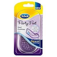Scholl Party Feet Gel Heel Cushions with GelActiv Technology for Pressure Protection and Heel Comfort - Suitable for Most Shoes, Including High Heels and Stilettos - Universal Size, 1 Pair of Cushions