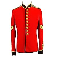 New Circa 1864th Engineers Royal Sergeant Red Wool Gold Braiding Coat, XS-4XL