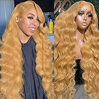 Honey Blonde Lace Front Wig Human Hair, 13x4 Honey Blonde Wig Human Hair, 27# Colored Body Wave Blonde Lace Front Wigs Human Hair for Women HD Lace Colored Wigs Human Hair 180% Density 20 inch