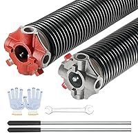 VEVOR Garage Door Torsion Springs, Pair of 0.25 x 2 x 28inch, 16000 Cycles, Garage Door Springs with Non-Slip Winding Bars, Gloves and Mounting Wrench, Electrophoresis Coated for Replacement