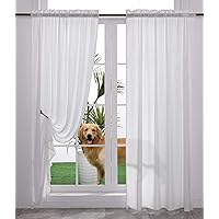 Yancorp Non-See-Through Velvet Opaque Privacy Curtains 2 Panels Drapes for Living Room Bedroom Doorway Divider Semi Sheer Curtain Kithen Window Panels (White, W52 xL84)