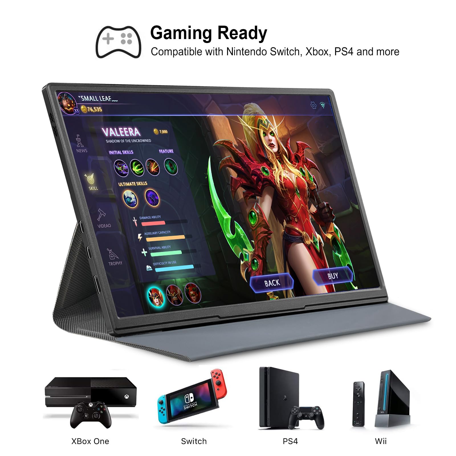 10.5inch Portable Monitor 1920x1280P FHD IPS Screen USB-C Laptop Monitor HDMI Second External Monitor for Laptop,PC,Mac Phone,PS,Xbox,Swich,IPS Ultra-Thin Zero Frame Gaming Monitor/Premium Smart Cover