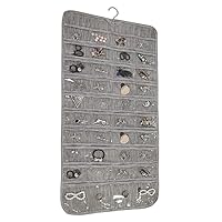 Hanging Jewelry Organizer,80 Pocket Double Sided Organizer,Necklace,Earring,Ring Holder for Jewelries (Grey)
