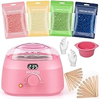 Digital Wax Warmer Kit for Hair Removal, At Home Waxing Kit for Women Sensitive Skin Brazilian Facial Hair Body with 14oz Hard Wax Beads Target Different Type of Hair (Pink)
