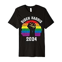 Biden Harris 2024 BLM LGBT Rainbow Gay Pride Election Retro Premium T-Shirt
