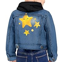 Star Print Toddler Hooded Denim Jacket - Cute Jean Jacket - Themed Denim Jacket for Kids