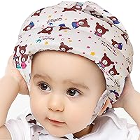 IULONEE Baby Infant Toddler Helmet No Bump Safety Head Cushion Bumper Bonnet Adjustable Protective Cap Child Safety Headguard Hat for Running Walking Crawling Safety Helmet for Kid (Beige Bear)