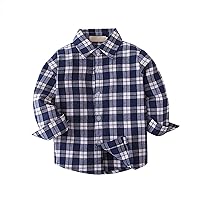 Infant Autumn and Winter Boys Long Sleeved Plaid Collar Buttons Shirt Boys Daily Casual Shirt Teenage Girls