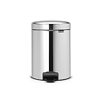 Brabantia New Icon Step Trash Can (1.3 Gal/Brilliant Steel) Soft Closing Kitchen Garbage/Recycling Can with Removable Bucket