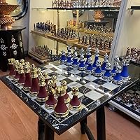 Luxury Premium Chess Set for Adults XL Weighed Chess Pieces Handmade Chess Game with Metal Chessmen and Wooden Chess Board 16