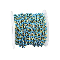 Embroiderymaterial Beaded Chain Rondelle Bead Chain for Jewellery Making (1Mtr, Sea Blue)