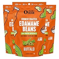 The Only Bean - Crunchy Roasted Edamame Beans (Buffalo), Keto Snacks, Healthy Snacks For Adults and Kids, Low Carb High Protein Snacks, Low Calorie Gluten-Free Snack, Vegan Keto Food - 4 oz (3 Pack)