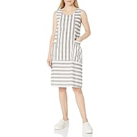M Made in Italy Women's Sleeveless Round Neck Striped Dress