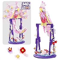 Flowers and Parrot 2 in 1 Building Sets Rotatable 360° Compatible with Lego Sets for Adult, Creative Bird Botanical Collection Set Decor for Home Office, Gifts for Boys Girls Age 8+ Kids 630PCS