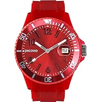 PICONO Red Time and Date Water Resistant Analog Quartz Watch - No. 03