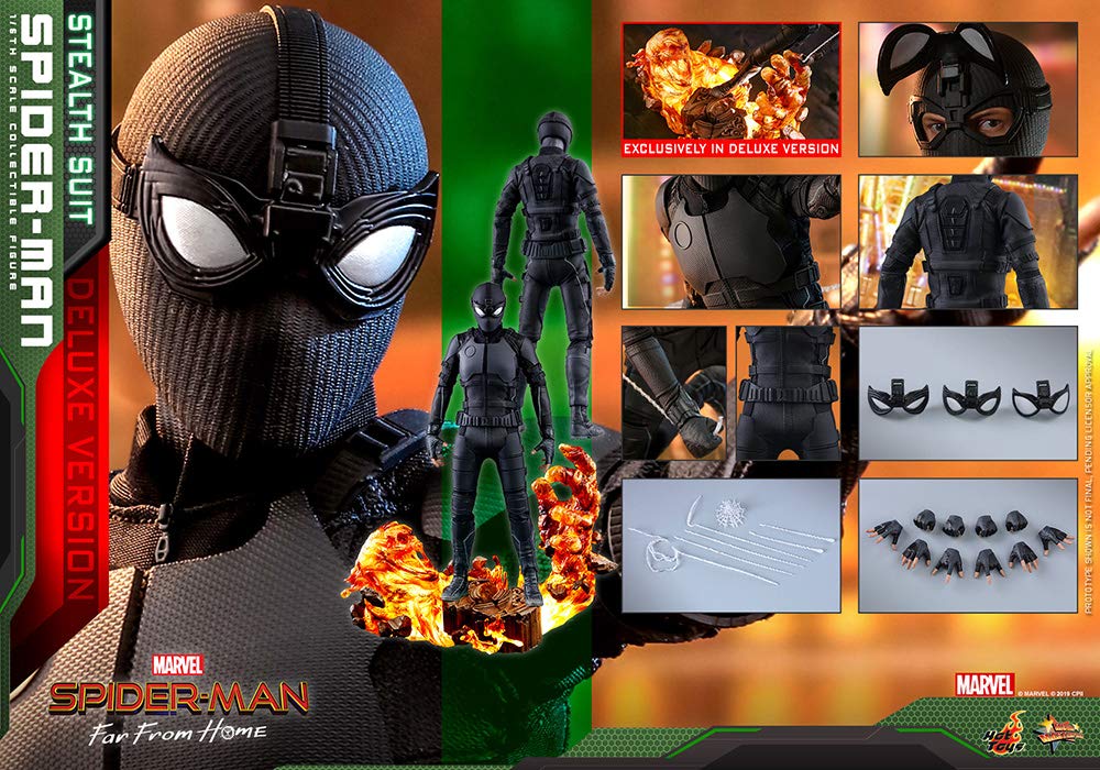 Hot Toys Movie Masterpiece 1/6 Scale Action Figure Spider-Man (Stealth Suit) MMS541 Far from Home Deluxe Version Tom Holland