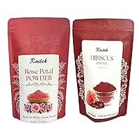 Rose Petal Powder | 100% Natural and Pure Skin care + Herbal Hibiscus Powder | For refreshing Tea and Hair Care