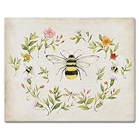 CounterArt Bee Wreath 3mm Heat Tolerant Tempered Glass Cutting Board 15” x 12” Manufactured in the USA Dishwasher Safe