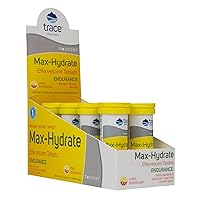 Trace Minerals | Max-Hydrate Endurance | Effervescent Tablets | Energy Support | Replenishes Electrolytes & Helps Avoid Muscle Cramps and Muscle Fatigue | Citrus Flavor | 8 X 10 Tabs