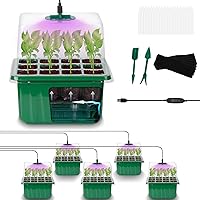 Self-Watering Seed Starter Tray - Kit with Grow Light and Humidity Dome, 6-Pack 72-Cell Plant Seedling Tray,Reusable Plastic Germination Trays for Indoor Gardening Seeds Growing Starting