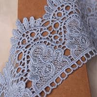 8CM Width Europe Crown Pattern Inelastic Embroidery Lace Trim,Curtain Tablecloth Slipcover Bridal DIY Clothing/Accessories.(4 Yards in one Package) (Light Blue)