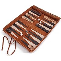 Sondergut Roll-up Portable Suede Deluxe Backgammon Game Set- with Playing Field Sides- for Adults & Children - Ideal for RV Travel, Cruise, Airplane, Camping, Backpacking, Road Trips, Etc.