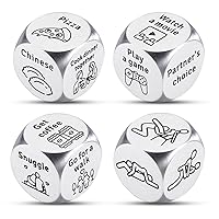 4PCS Date Night Dice for Couples 11 Anniversary Steel Gifts for Her Him Food Dice for Couple Boyfriend Gifts from Girlfriend Yoga Love Dice for Adult Couple Game Christmas in July Valentines Day Gifts