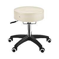 Master Massage Glider Ergonomic Round Swivel Adjustable Rolling Hydraulic Stool Barber Dental Chair in Cream for Therapist, Clinic, Tattoo, Spas, Facial, Beauty, Lash, Salons, Home, Studio, Office