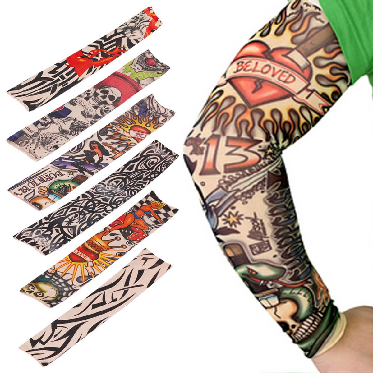 Akstore Temporary Tattoo Sleeves Set Arts Temporary Fake Slip On Tattoo Arm Sleeves Kit