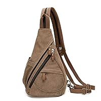 Canvas Sling Bag - Small Crossbody Backpack Shoulder Casual Daypack Rucksack for Men Women