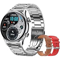 GABLOK Smartwatches Men's Screen Always Shows Bluetooth Calls Women's Sports and Fitness Electronics (Color : Steel Silver, Size : 1)