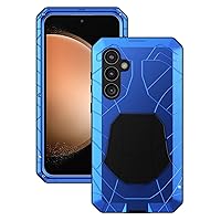 for Galaxy S23 FE Case,Aluminum Metal Bumper+Silicone Hybrid Rubber Shockproof Heavy Duty Outdoor Case Cover with Screen Protector Gift (Blue, S23 FE)