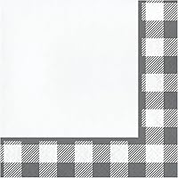 Gray and White Buffalo Check Party Napkins 32 Count | 2 Packs of 16CT Lunch Napkins | Farmhouse Decor