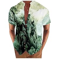 Hawaiian Novelty Graphic Shirt for Men Tropical Summer Beach Stylish Tees Button Up Lapel Comfortable T-Shirts