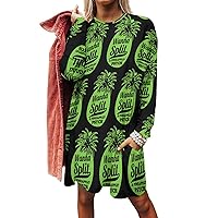 Split Psych Pineapple Women's Long Sleeve T-Shirt Dress Casual Tunic Tops Loose Fit Crewneck Sweatshirts with Pockets