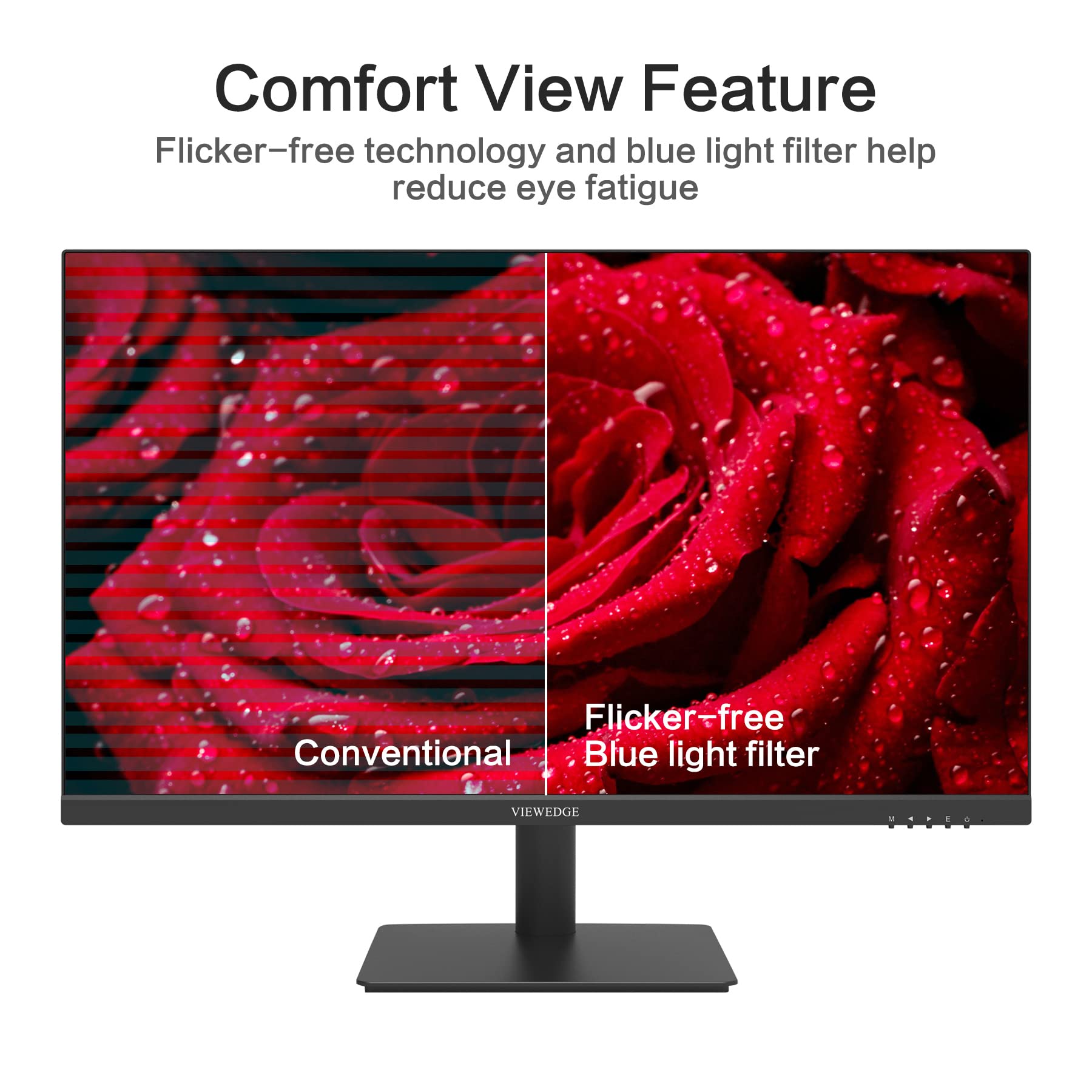 Viewedge 24 Inch Monitor - Computer Monitor Featured with 1080p 75 Hz - Ultra Thin Bezel Designed - Eye Protection (Blue Light Filter & Flicker Free) HDMI Office & Game Monitor