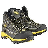 Bazalt MBM9125ST Men's Faux Fur Lined Black with Yellow Water and Frost Proof Boots with Composite-Toe - 10