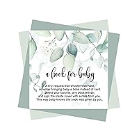 Paper Clever Party Greenery Books for Baby Shower Request Cards, Invitation Insert Rustic Eucalyptus, 4x4, 25 Pack