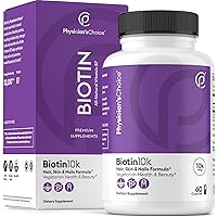 Physician's CHOICE Biotin 10000mcg with Coconut Oil for Hair Growth, Natural Hair, Skin and Nails Vitamins - High Potency Biotin, Non-GMO, Gluten-Free, 60 Veggie Capsules…