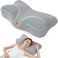 Memory Foam Cervical Neck Pillows for Pain Relief Sleeping (Grey, 24.8