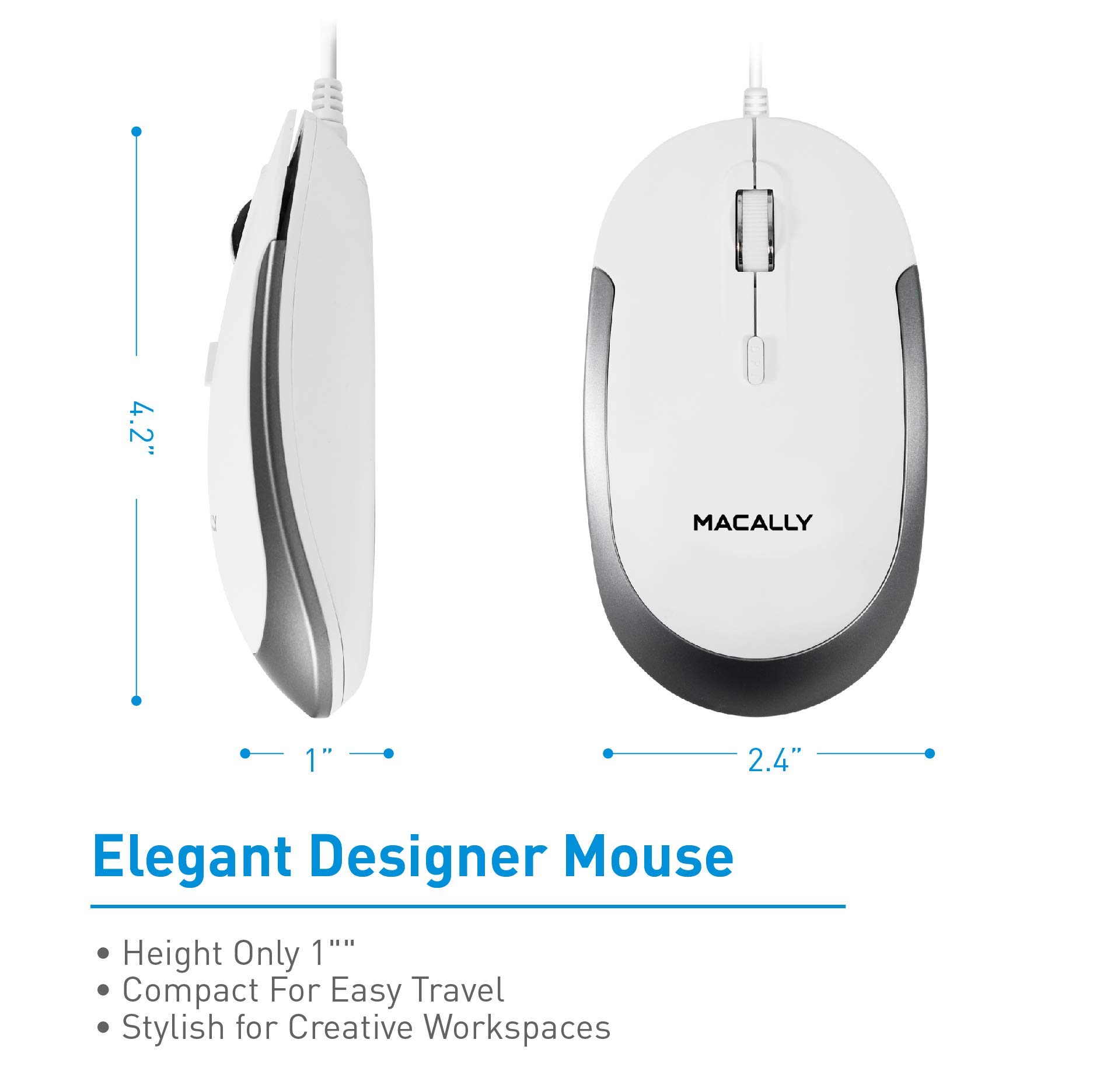 Macally Mini Wired Keyboard and a Quiet Wired Mouse, Office Essentials