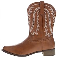 Searchers SC200917BRM Brown Cowboy Boots Square Toe Embroidered Western Boot Mens Size Medium, 8/9