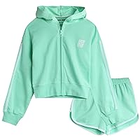 Steve Madden Girls' Shorts Set - Fleece Zip Hoodie Sweatshirt and Sweat Shorts – Cute Cozy Shorts Set for Girls (4-16)