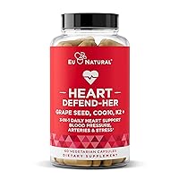 Heart Defend-Her Womens Heart Health Supplements – Advanced 3-in-1 Blend with Grape Seed Extract, Vitamin K2 MK-7, and CoQ10 – Support Blood Pressure, Artery and Bone Strength – 60 Vegetarian Capsules