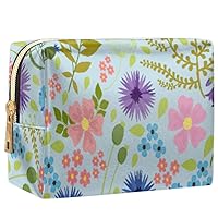 Color floral pattern cute Makeup Bag Travel Cosmetic Organizer Waterproof Portable Toiletry Bag Zipper Pouch Bags PU Leather Makeup Pouch for Women Girl
