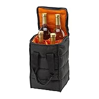 Wine Carrier Tote Bag - 4 Bottle Pockets - Attractive wine bag with thick external padding, zipper and easy to carry handles. The wine tote bag is perfect for travel, picnics or a day at the beach.
