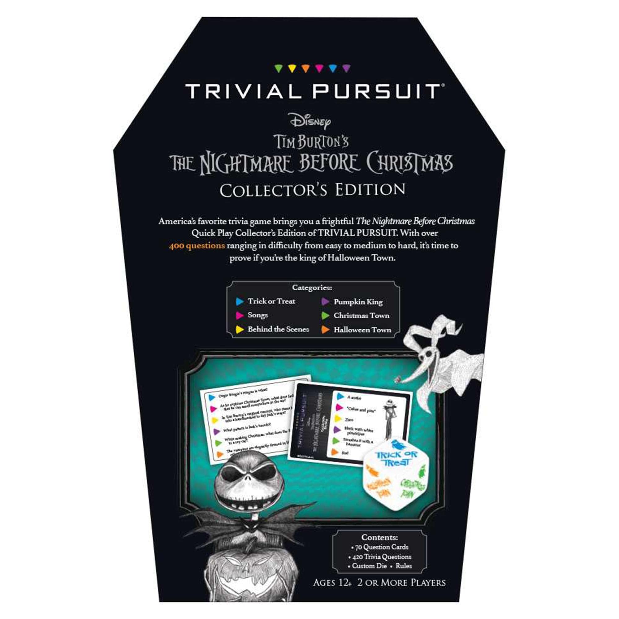 TRIVIAL PURSUIT: Disney Tim Burton’s The Nightmare Before Christmas | Collectible Trivia Board Game Featuring 420 Questions from Classic Stopmotion Film | Officially-Licensed Disney Game & Merchandise